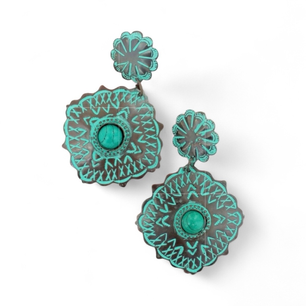 CLOSET CLEAR OUT! Southwest Patina Concho Statement Earring